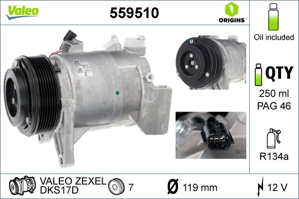 Valeo Air Conditioning Compressor 12V DKS17D 559510
