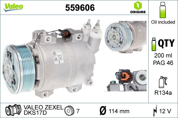 Valeo Air Conditioning Compressor 12V  DKS17D 559606