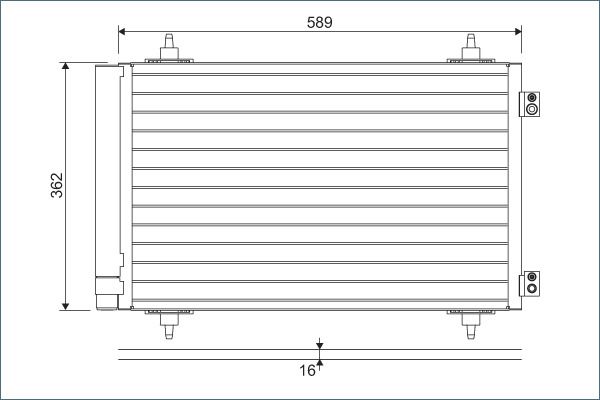 Valeo Air Conditioning Condenser Parallel Flow (Subcooled) Inlet Pad Outlet Pad 814366