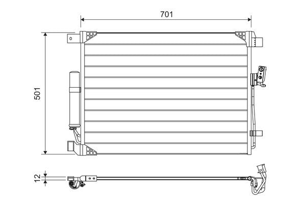 Valeo Air Conditioning Condenser Parallel Flow (Subcooled) Inlet Pad Outlet Pad 822605