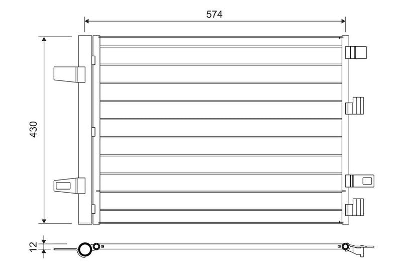 Valeo Air Conditioning Condenser Parallel Flow (Subcooled) Inlet Pad Outlet Pad 812883