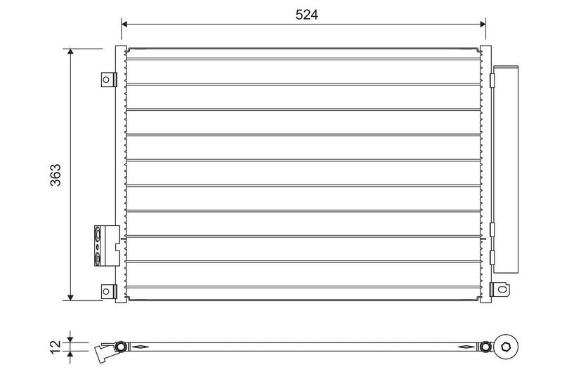 Valeo Air Conditioning Condenser Parallel Flow (Subcooled) Inlet Pad Outlet Pad 814155