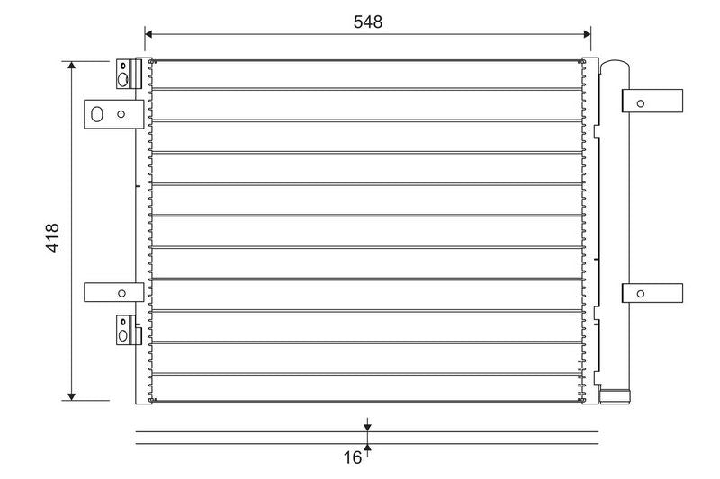Valeo Air Conditioning Condenser Parallel Flow (Subcooled) Inlet Pad Outlet Pad 822564