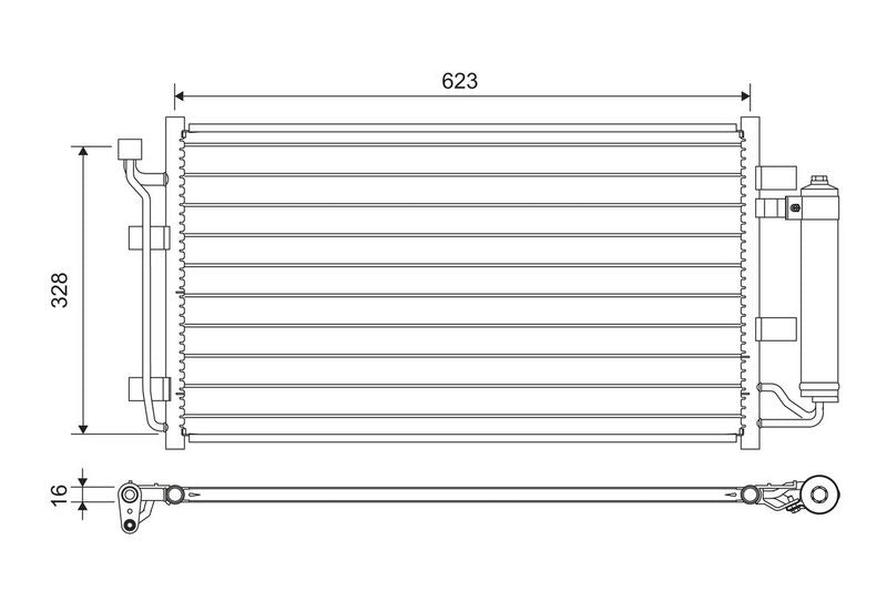 Valeo Air Conditioning Condenser Parallel Flow Inlet Pad Outlet Pad 822646