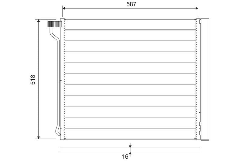Valeo Air Conditioning Condenser Parallel Flow (Subcooled) Inlet Pad Outlet Pad 822649