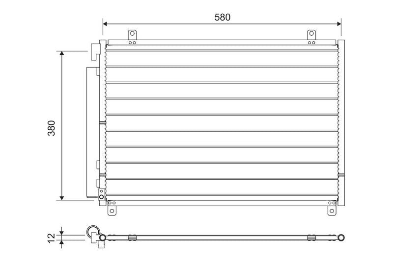 Valeo Air Conditioning Condenser Parallel Flow (Subcooled) Inlet Pad Outlet Pad 822659