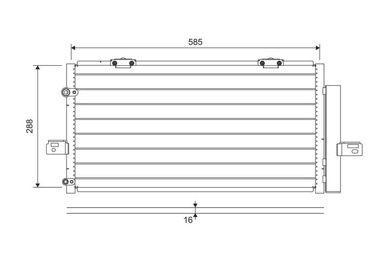 Valeo Air Conditioning Condenser Parallel Flow (Subcooled) Inlet Pad Outlet Pad 822698