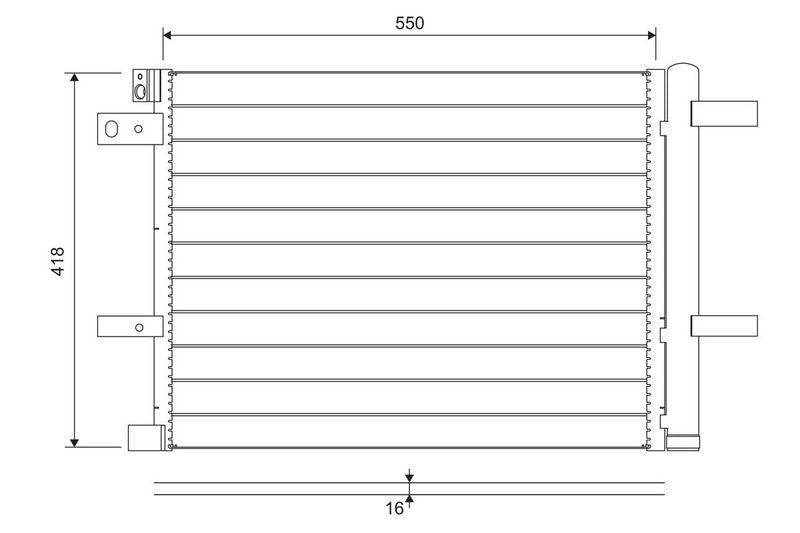 Valeo Air Conditioning Condenser Parallel Flow (Subcooled) Inlet Pad Outlet Pad 822706
