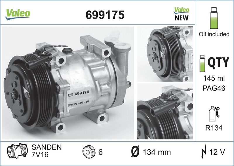 Valeo Air Conditioning Compressor 12V SD7V16 699175
