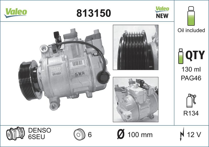 Valeo Air Conditioning Compressor 12V 6SEU 813150