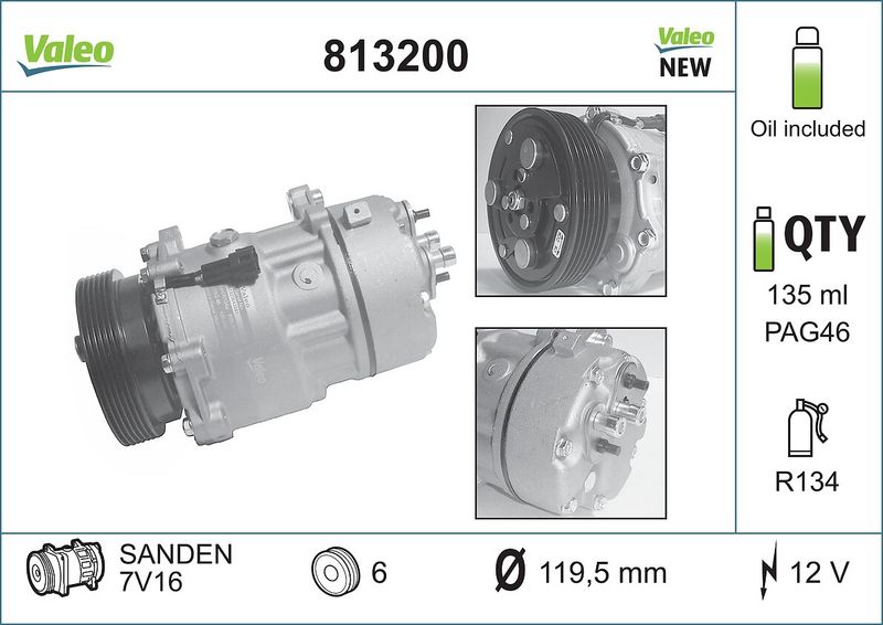 Valeo Air Conditioning Compressor 12V SD7V16 813200