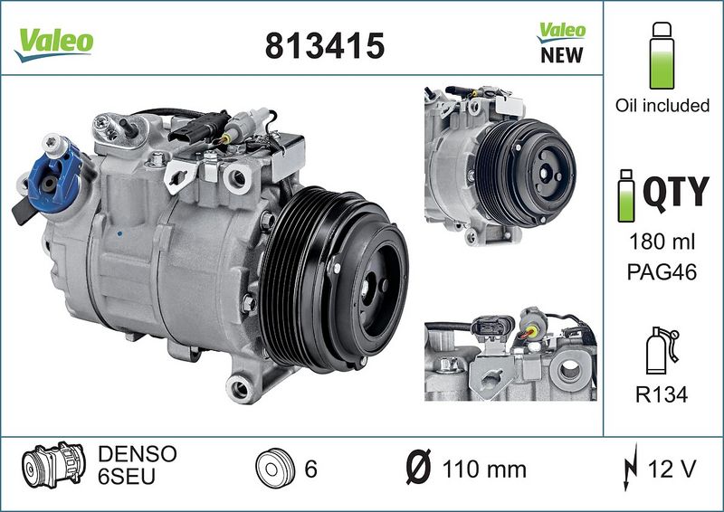 Valeo Air Conditioning Compressor 12V 6SEU14 813415
