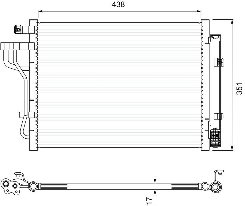 Valeo Air Conditioning Condenser Parallel Flow (Subcooled) Inlet Pad Outlet Pad 814399