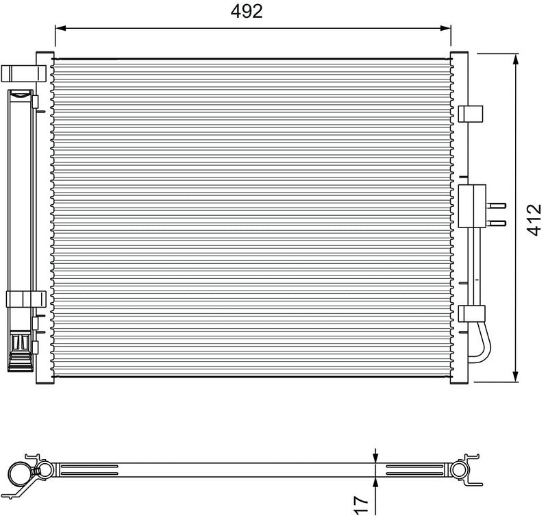 Valeo Air Conditioning Condenser Parallel Flow (Subcooled) Inlet Pad Outlet Pad 814402
