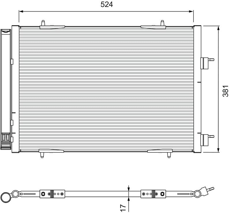 Valeo Air Conditioning Condenser Parallel Flow (Subcooled) Inlet Pad Outlet Pad 814406