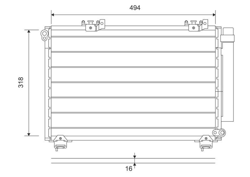 Valeo Air Conditioning Condenser Parallel Flow (Subcooled) Inlet Pad Outlet Pad 814309