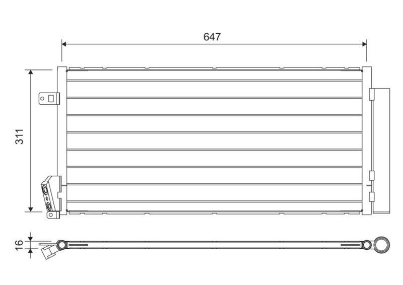 Valeo Air Conditioning Condenser Parallel Flow (Subcooled) Inlet Pad Outlet Pad 814377