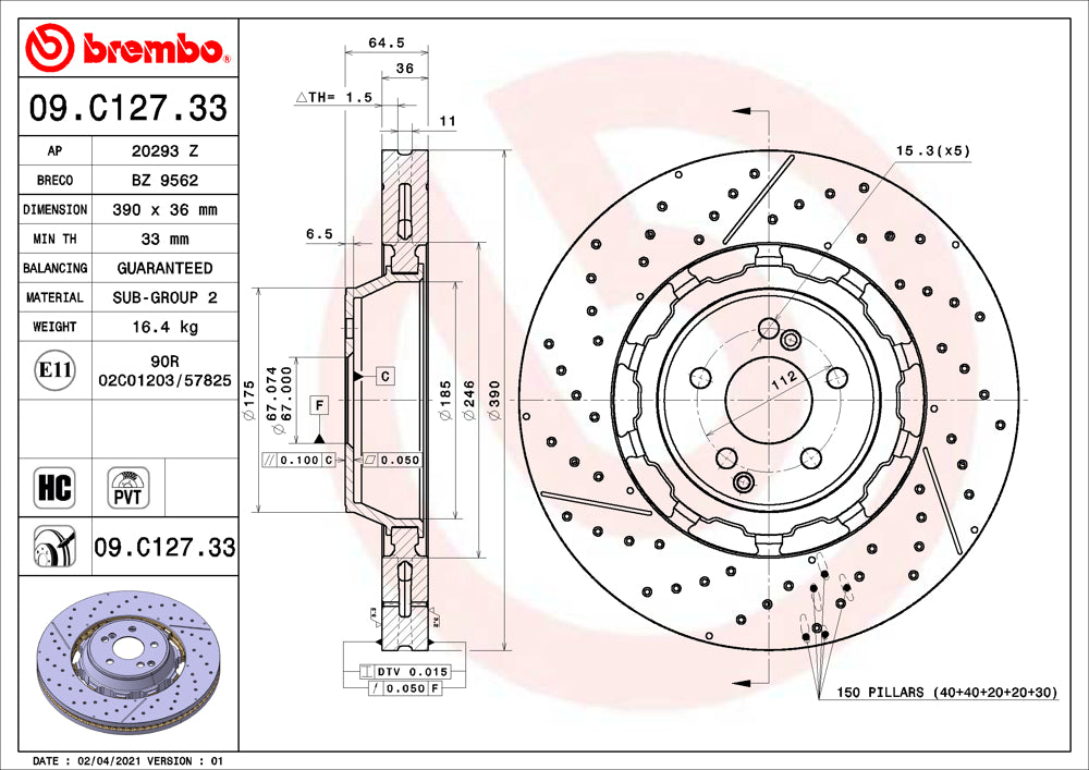 Brembo Brake Disc Single 09.C127.33