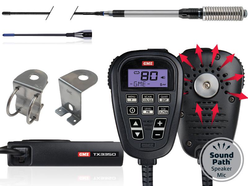 GME Compact Two Way UHF CB Radio 5W 80CH Ultimate Value Pack TX3350UVP
