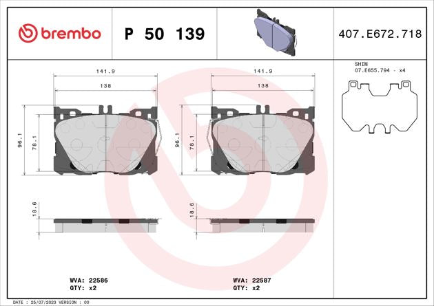 Brembo Brake Pad Set P 50 139