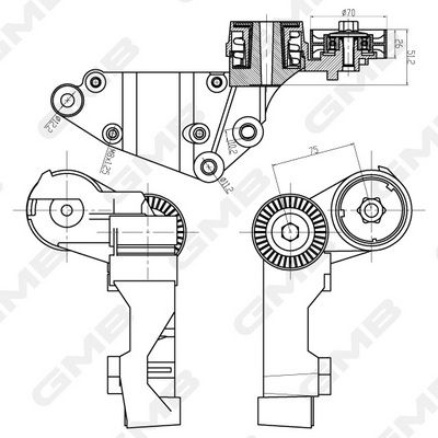GMB Belt Tensioner V-Ribbed Belt GAT32360