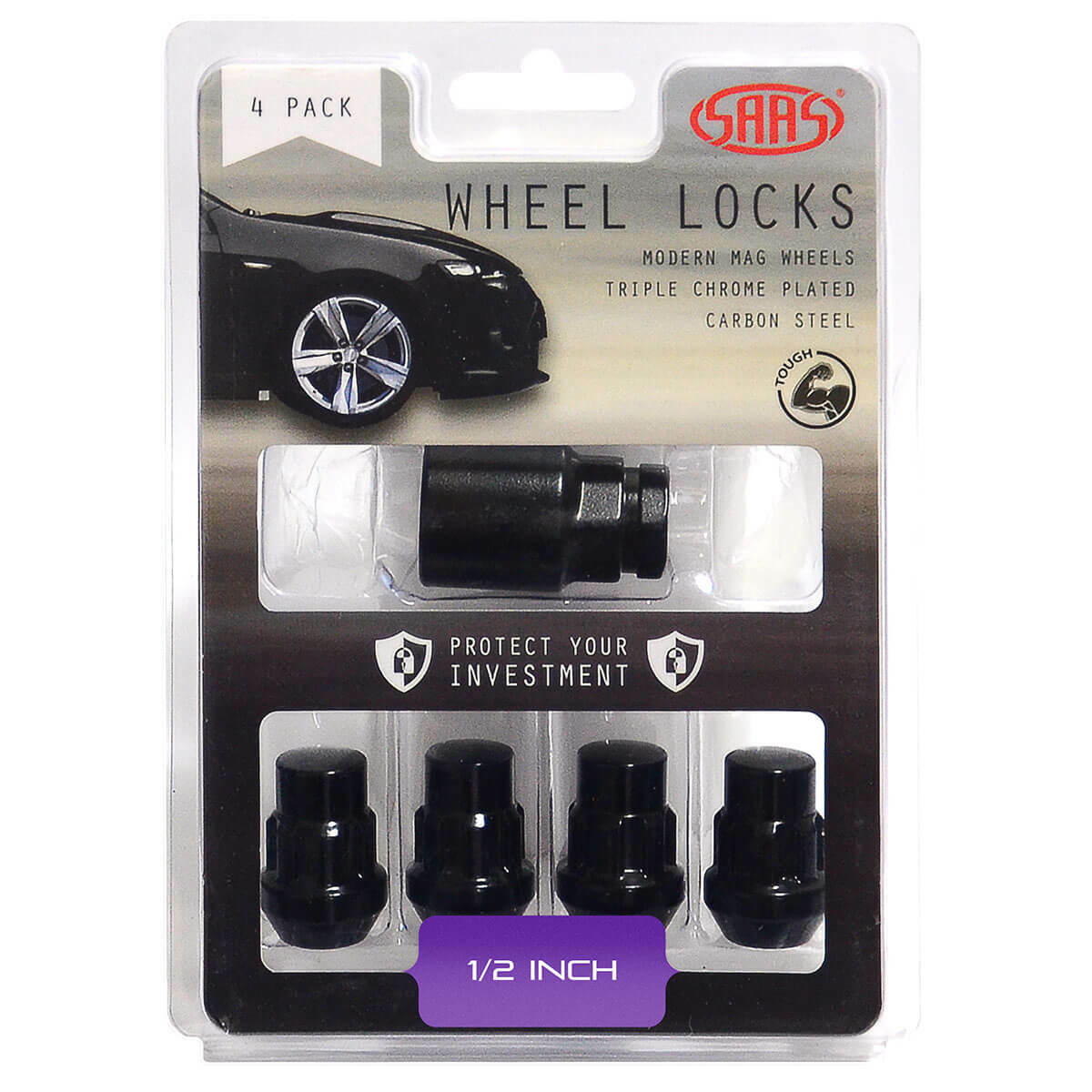 SAAS Lock Nuts 1/2 Black Pk 4 913021BC
