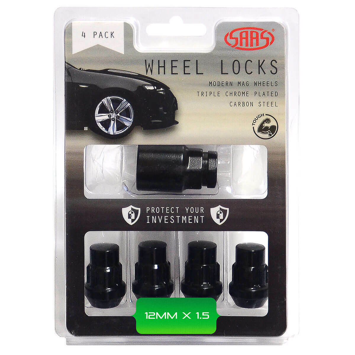 SAAS Lock Nuts 12Mm X 1.50 Black Pk 4 913026BC