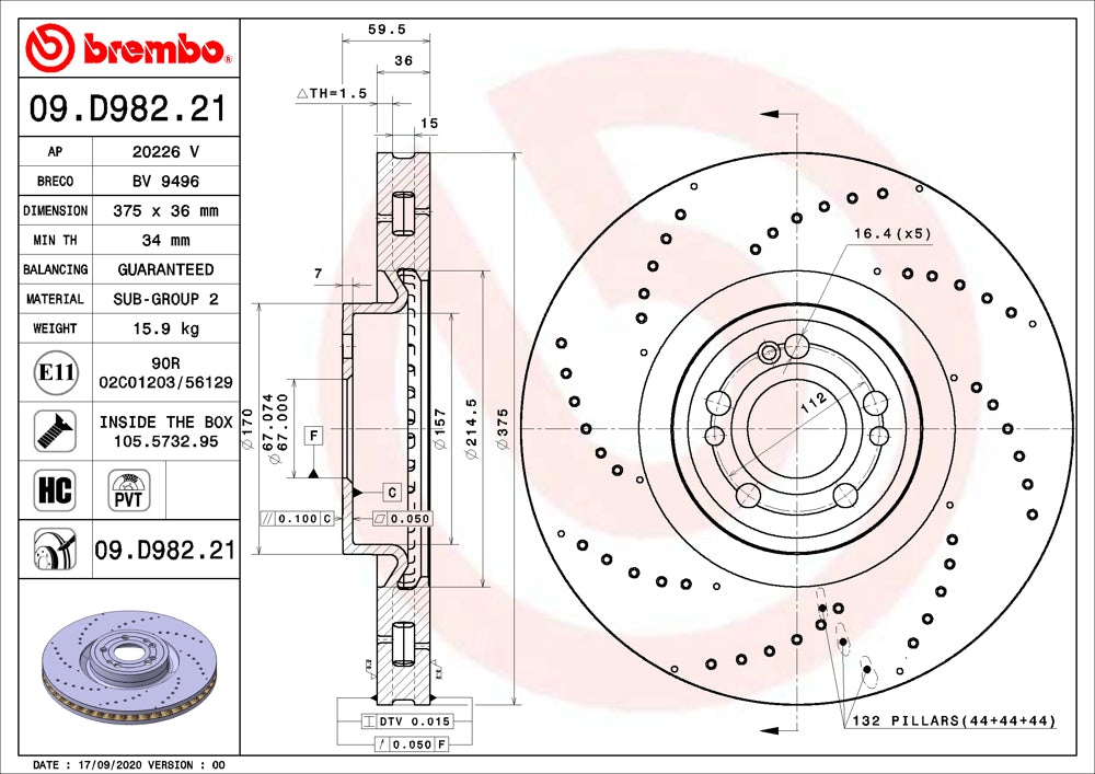 Brembo Brake Disc Single 09.D982.21