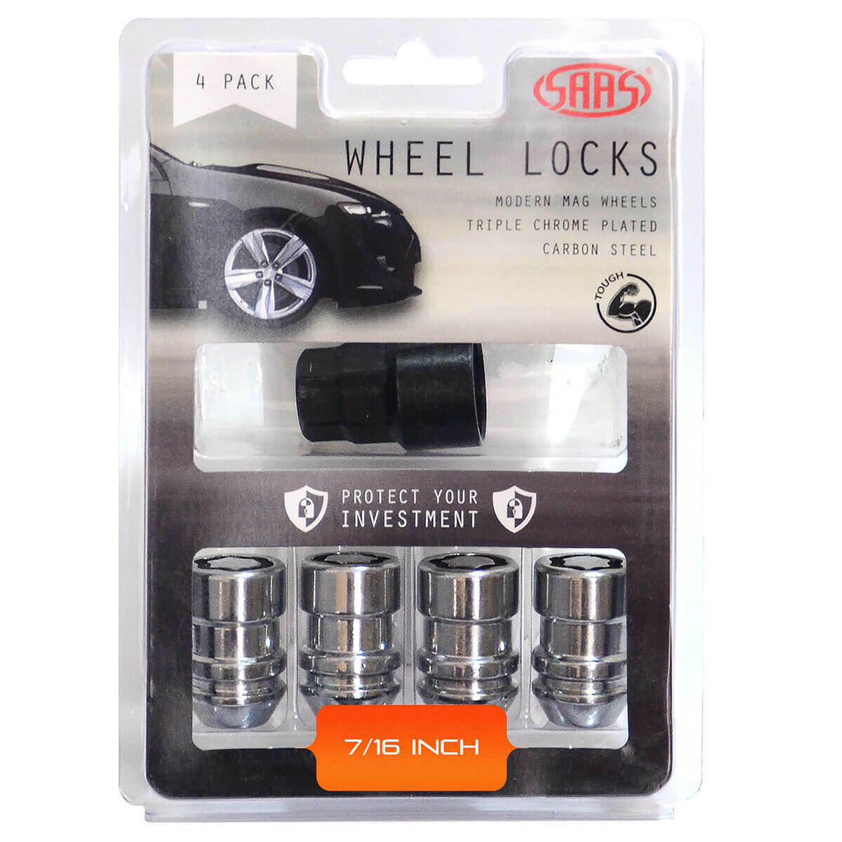 SAAS Locking Wheel Nuts Internal Star Bulge 7/16" (4 Pack) 933520
