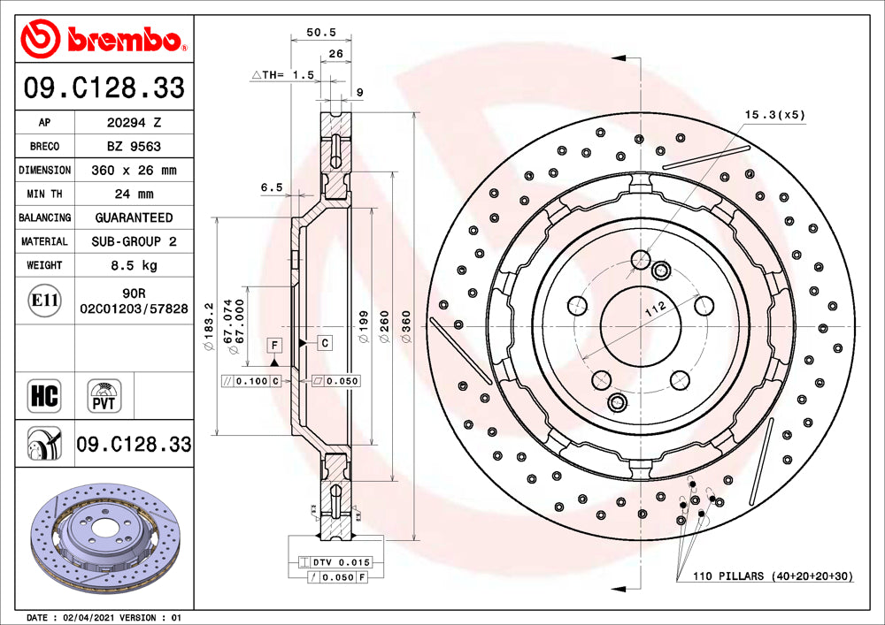 Brembo Brake Disc Single 09.C128.33
