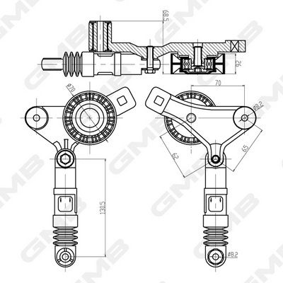 GMB Belt Tensioner V-Ribbed Belt GHAT-200