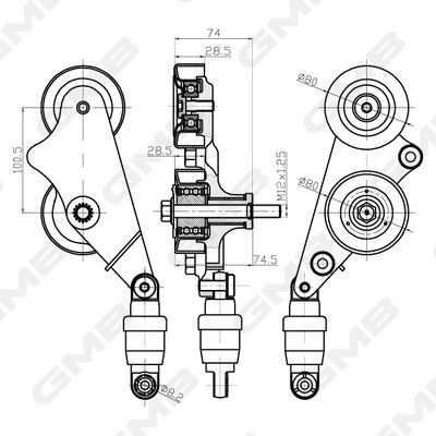 GMB Belt Tensioner V-Ribbed Belt GHAT-198