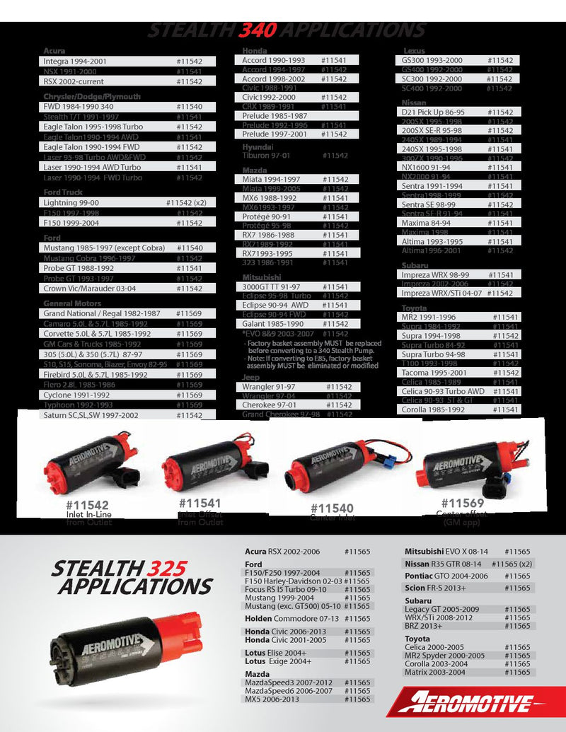 Aeromotive Stealth 325 In Tank Fuel Pump ARO11565