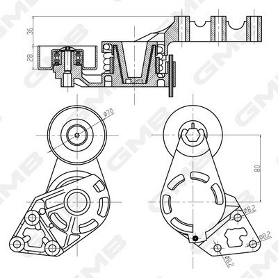 GMB Belt Tensioner V-Ribbed Belt GAT20870