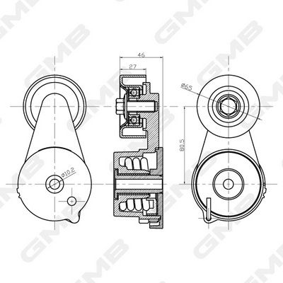 GMB Belt Tensioner V-Ribbed Belt GAT10040