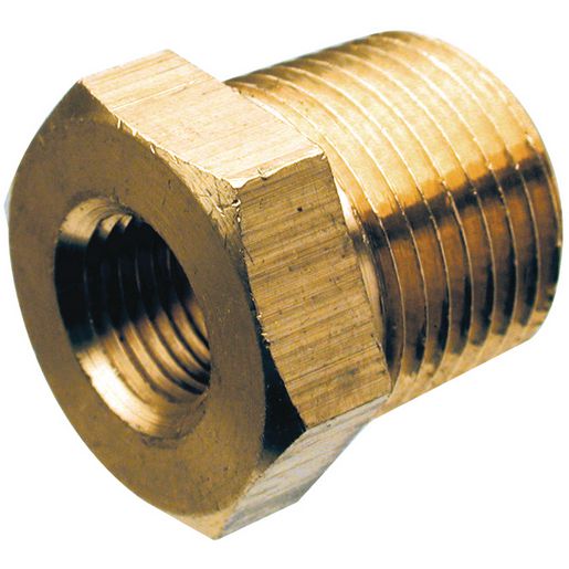 VDO Adaptor Brass Internal Thread 1/8in.-27NPTF External Thread M14x1.5 20mm Long 320.054
