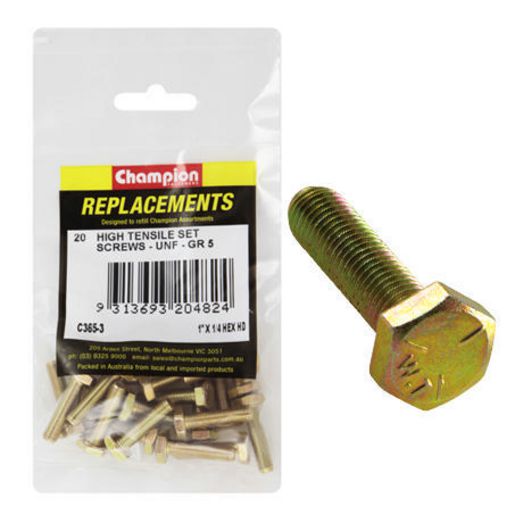 Champion Fasteners Hex Set Screw High Tensile 1/4in x 1in UNF Grade 5 C365-3
