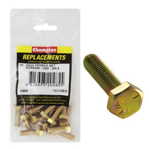 Champion Fasteners Hex Set Screw High Tensile 5/16in x 1in UNF Grade 5 C365-6