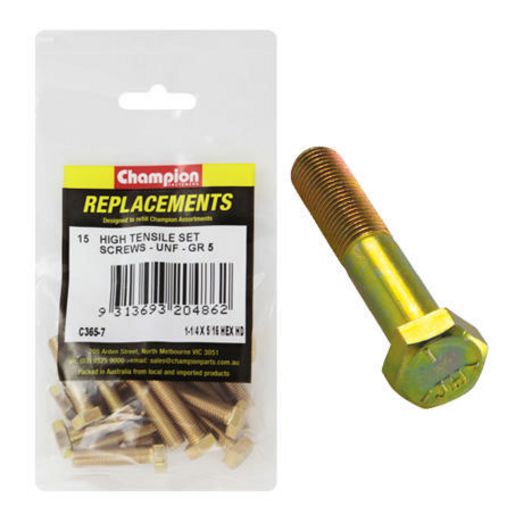 Champion Fasteners Hex Set Screw High Tensile 5/16in x 1 1/4in UNF Grade 5 C365-7