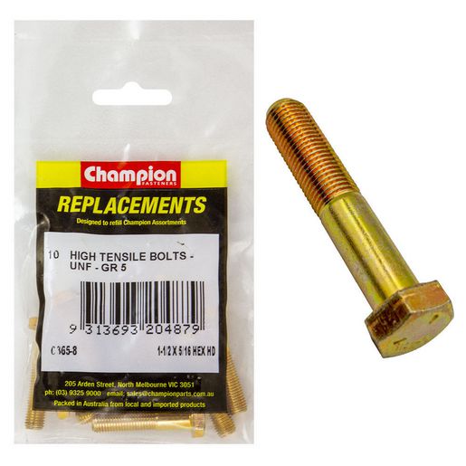 Champion Fasteners Hex Bolt High Tensile 5/16in x 1 1/2in UNF Grade 5 C365-8