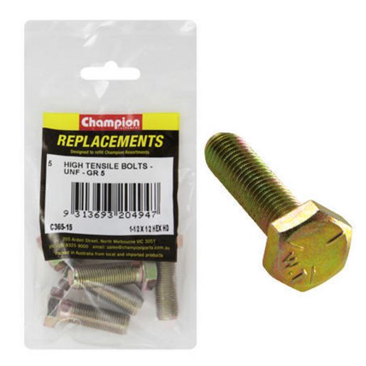 Champion Fasteners Hex Bolt High Tensile 1/2in x 1 1/2in UNF Grade 5 C365-15