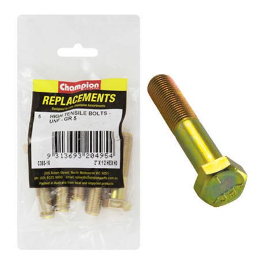 Champion Fasteners Hex Bolt High Tensile 1/2in x 2in UNF Grade 5 C365-16