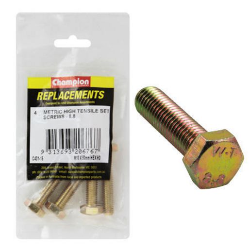 Champion Hex Screw Set HT M10 x 50mm 4Pk C431-16
