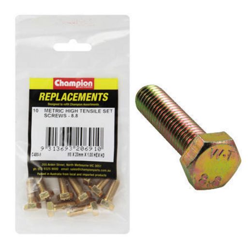 Champion Fasteners Hex Set Screw High Tensile M8 x 20 x 1.00mm Grade 8.8 C480-9