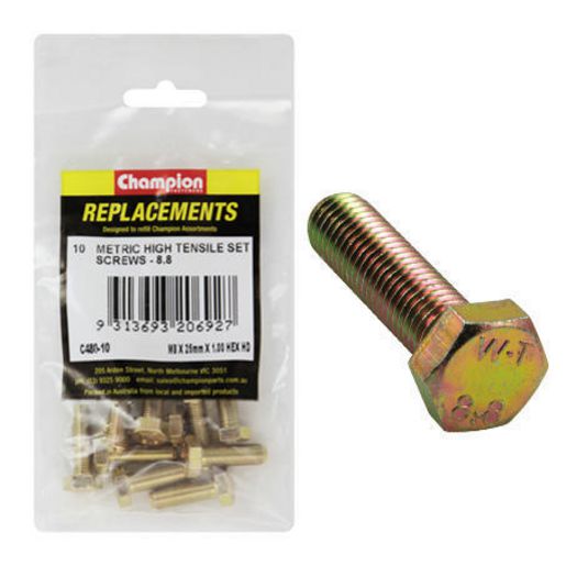 Champion Hex Screw Set HT M8 x 25 x 1.00mm 10Pk C480-10