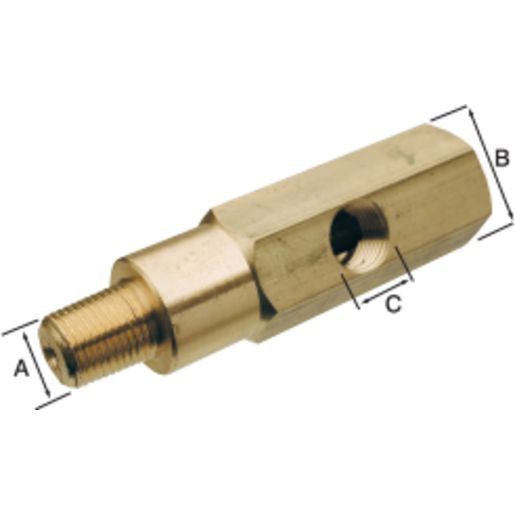 VDO Adaptor T-Piece Brass 1/8in.-27NPTF Thread A/B/C 66mm Length 230.031