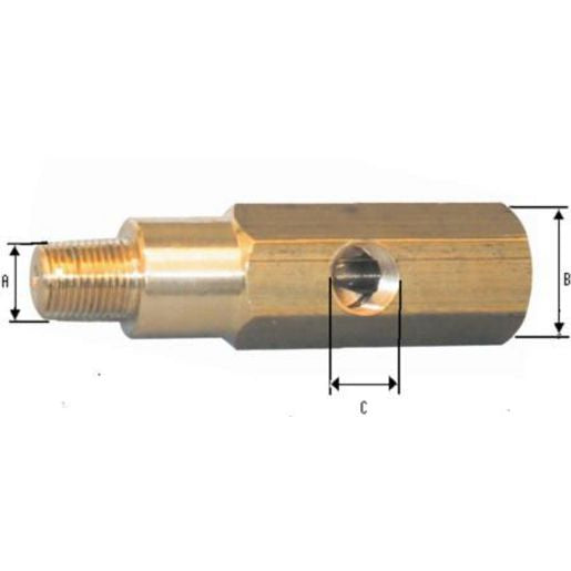 VDO Adaptor T-Piece Brass 1/4in.-27NPTF Thread A/B 1/8in.-27NPTF Thread C 66mm Length 230.032