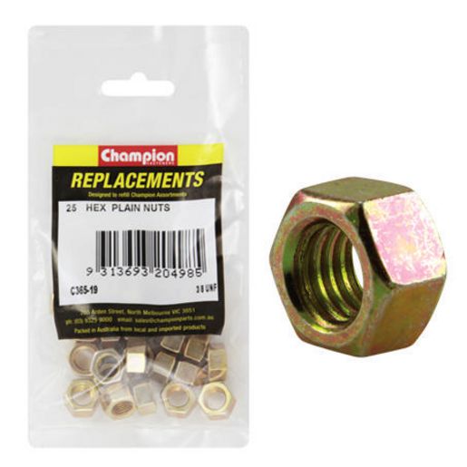 Champion Fasteners Hex Plain Nut 3/8In Unf Class 5 C365-19