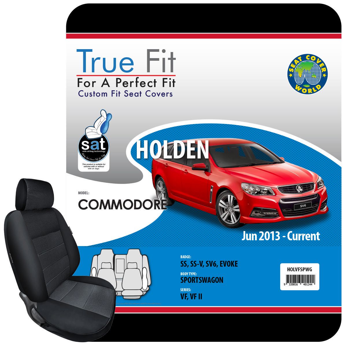 True Fit Tailored Fit Front & Rear Car Seat Covers Polyester, Black - Set HOLVFSPWG
