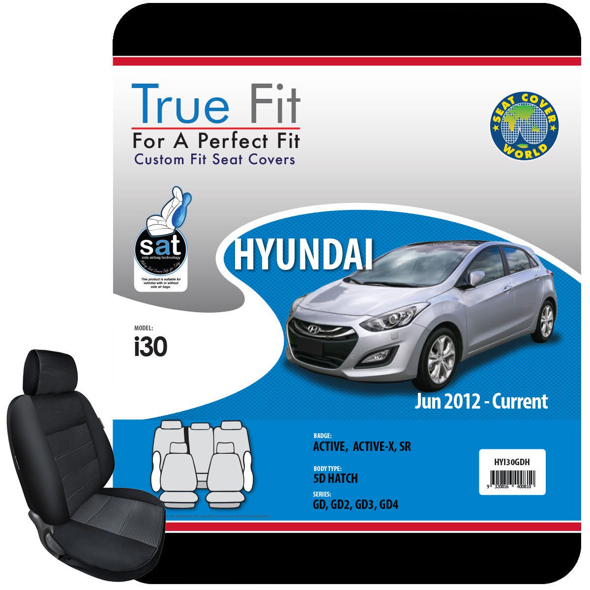 True Fit Tailored Fit Front & Rear Car Seat Covers Polyester, Black - Set HYI30GDH